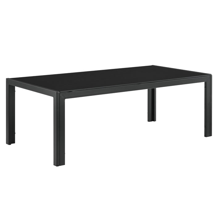 Tavolino da Esterno Lerum con Piano in Vetro 100x50x35 cm Nero casa.pro