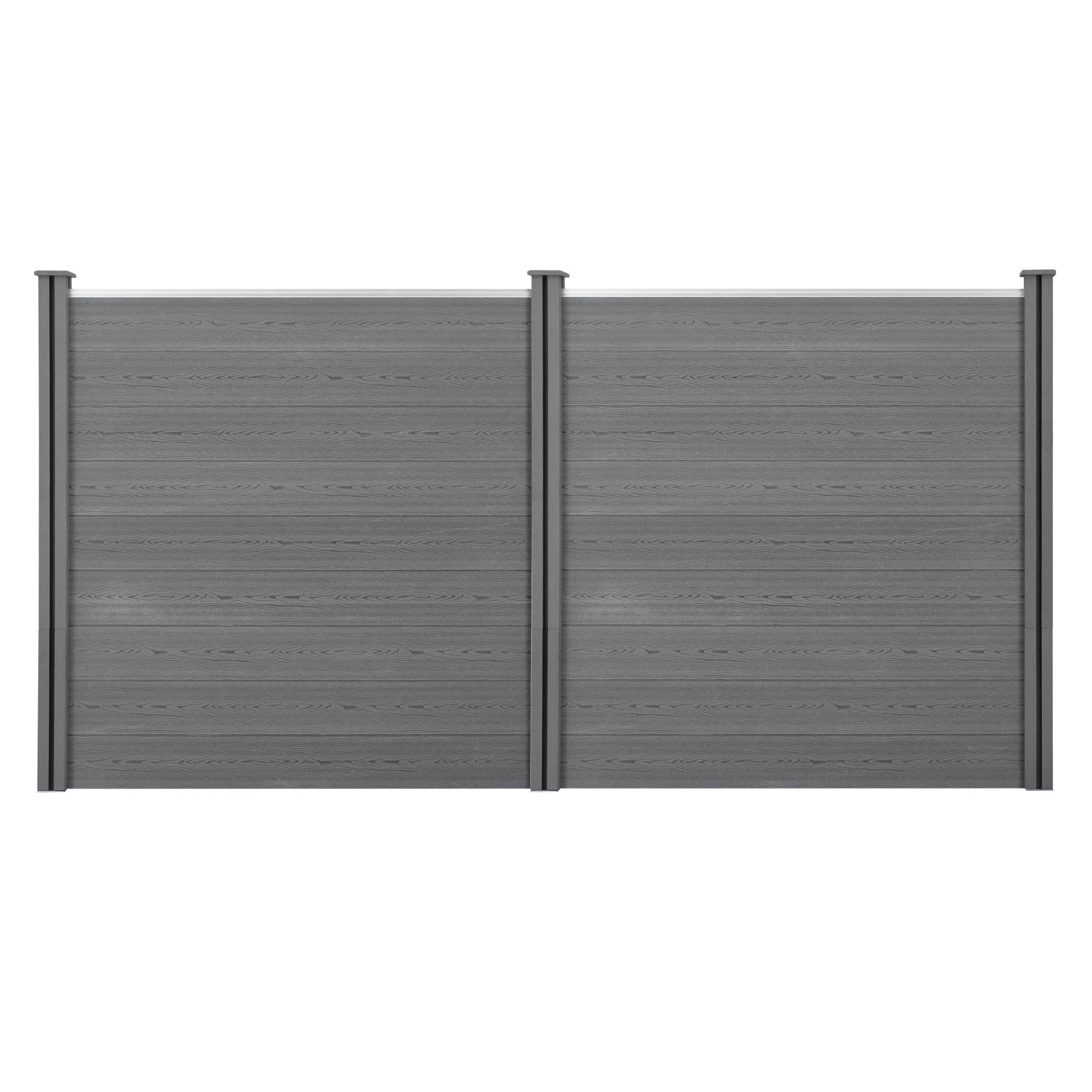 Recinzione per parabrezza in legno composito (WPC) 183 x 357 cm grigia 03_0001449