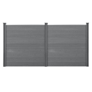 Recinzione per parabrezza in legno composito (WPC) 183 x 357 cm grigia 03_0001449