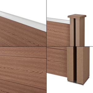 Recinzione in WPC per Giardino Staccionata da Elementi Inclinato e Rettangolari 183x451 cm Marrone NEU.HOLZ