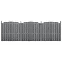 3 pezzi di recinzione barriera privacy in legno composito WPC semicerchio arrotondato 185 x 562 cm grigio 03_0006595