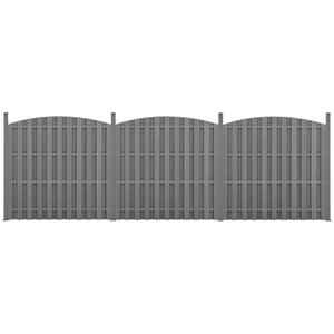 3 pezzi di recinzione barriera privacy in legno composito WPC semicerchio arrotondato 185 x 562 cm grigio 03_0006595