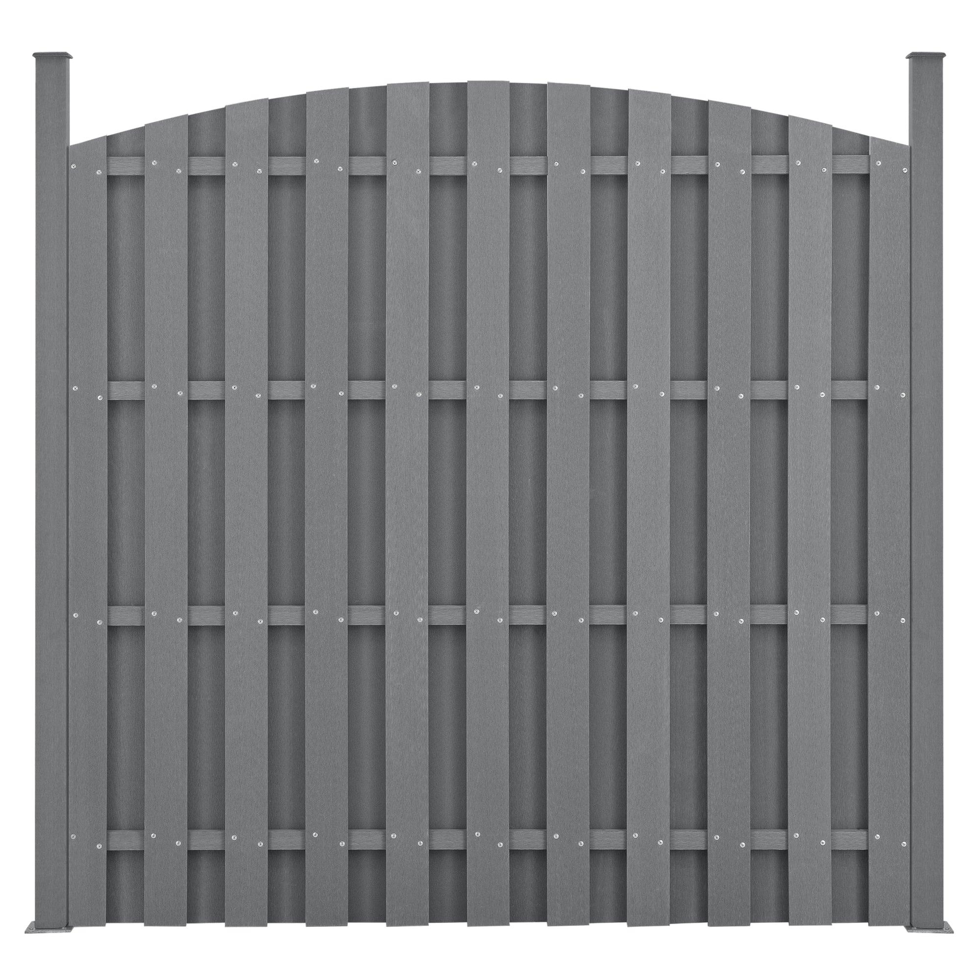 Recinzione ad arco tondo frangivento, legno composito WPC grigio, 185 x 193 cm 03_0001489