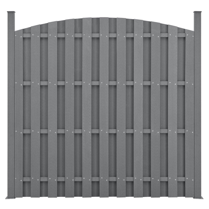 4 pezzi di recinzione barriera privacy in legno composito WPC semicerchio arrotondato 185 x 747 cm grigio 03_0000229