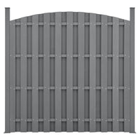 3 pezzi di recinzione barriera privacy in legno composito WPC semicerchio arrotondato 185 x 562 cm grigio 03_0006595