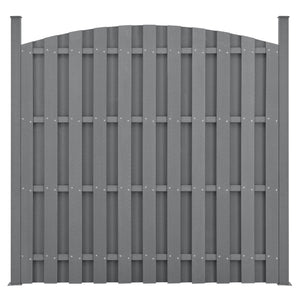 3 pezzi di recinzione barriera privacy in legno composito WPC semicerchio arrotondato 185 x 562 cm grigio 03_0006595