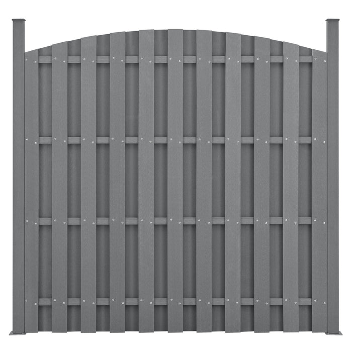3 pezzi di recinzione barriera privacy in legno composito WPC semicerchio arrotondato 185 x 562 cm grigio 03_0006595