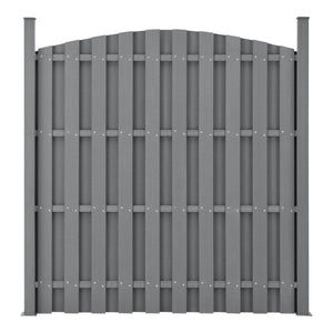 4 pezzi di recinzione barriera privacy in legno composito WPC semicerchio arrotondato 185 x 747 cm grigio 03_0000229
