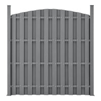5 pezzi di recinzione barriera privacy in legno composito WPC semicerchio arrotondato 185 x 932 cm grigio 03_0006597