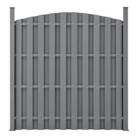 Set di 5 Pannelli Steccato ad Arco con Doghe in WPC e Base in Acciaio (AxL)185x932 cm - Grigio NEU.HOLZ