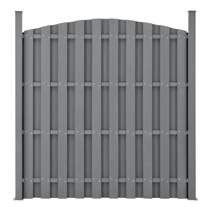 Set di 5 Pannelli Steccato ad Arco con Doghe in WPC e Base in Acciaio (AxL)185x932 cm - Grigio NEU.HOLZ