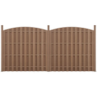 Set di 2 pezzi di recinzione barriera privacy, frangivento in legno composito wpc semicerchio arrotondato marrone 185 x 376 cm 03_0006592