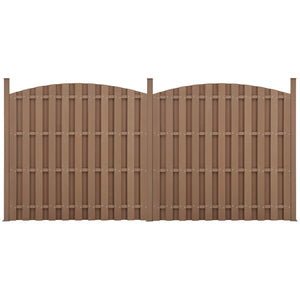 Set di 2 pezzi di recinzione barriera privacy, frangivento in legno composito wpc semicerchio arrotondato marrone 185 x 376 cm 03_0006592