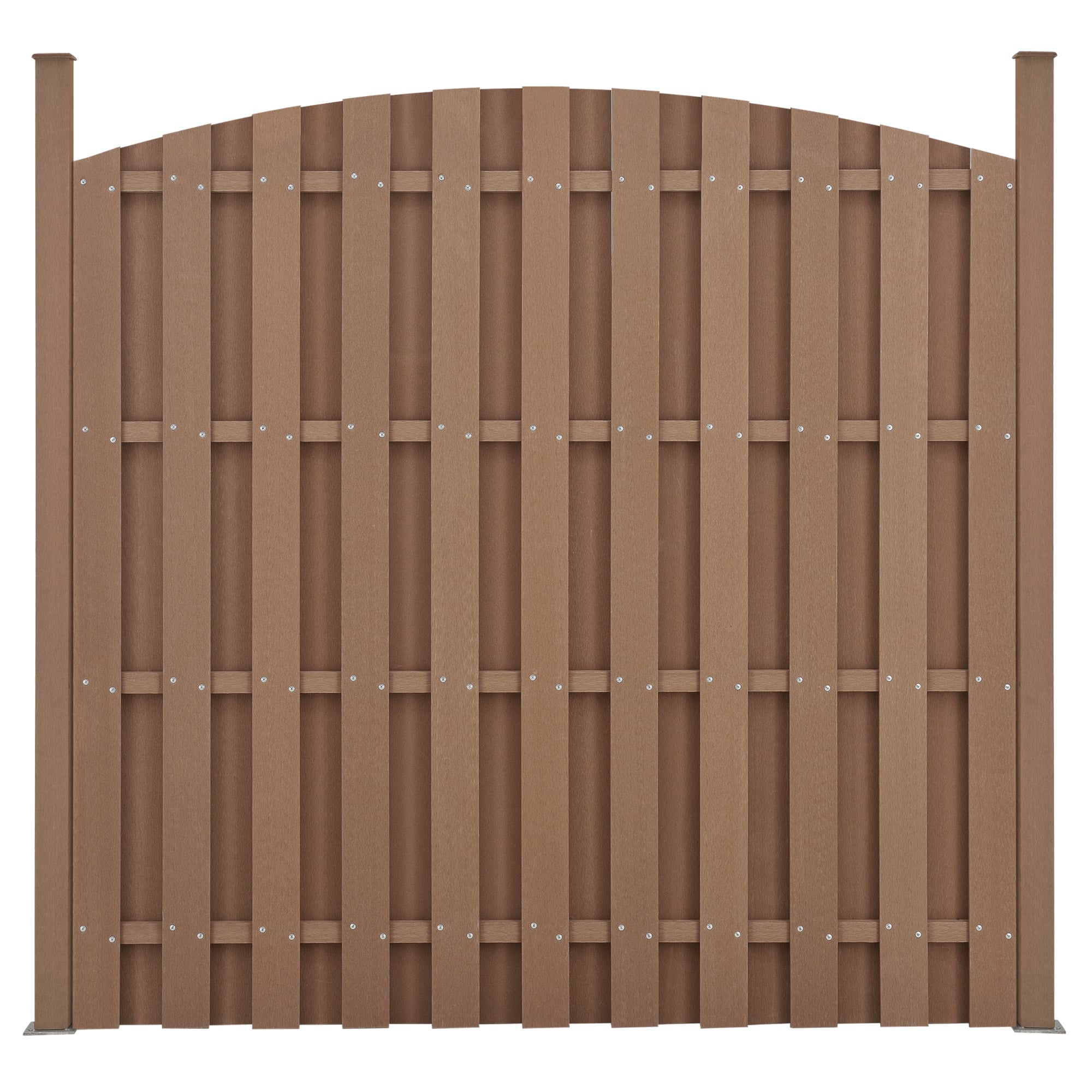 Set di 5 Pannelli Steccato ad Arco con Doghe in WPC e Base in Acciaio (AxL)185x932 cm - Marrone NEU.HOLZ