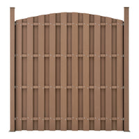 Set di 5 Pannelli Steccato ad Arco con Doghe in WPC e Base in Acciaio (AxL)185x932 cm - Marrone NEU.HOLZ