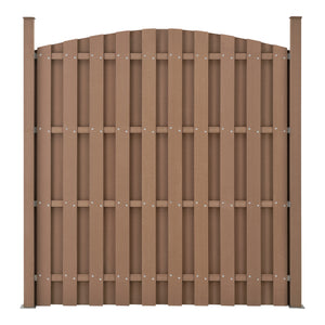 Set di 5 Pannelli Steccato ad Arco con Doghe in WPC e Base in Acciaio (AxL)185x932 cm - Marrone NEU.HOLZ