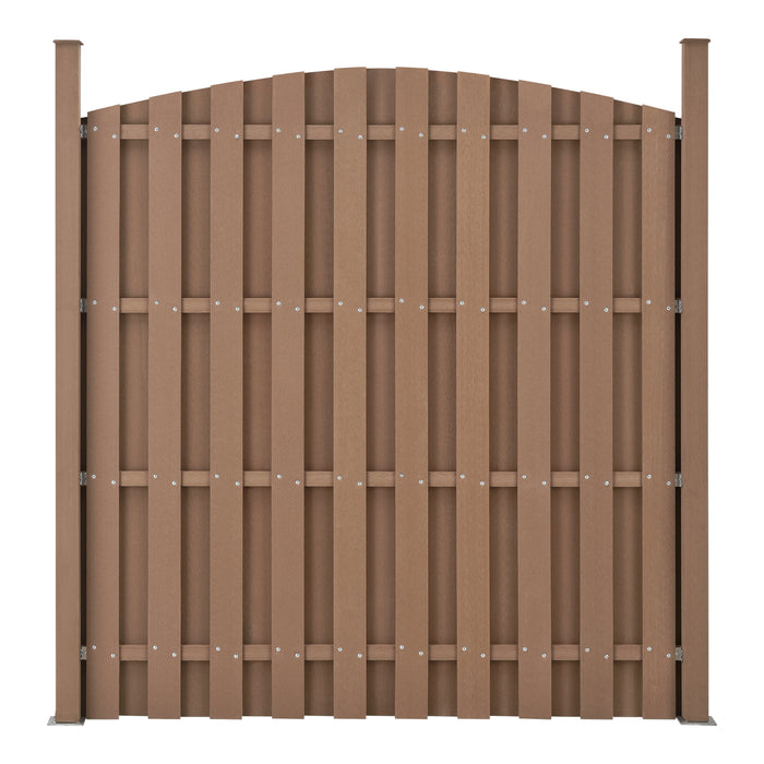 Set di 5 Pannelli Steccato ad Arco con Doghe in WPC e Base in Acciaio (AxL)185x932 cm - Marrone NEU.HOLZ