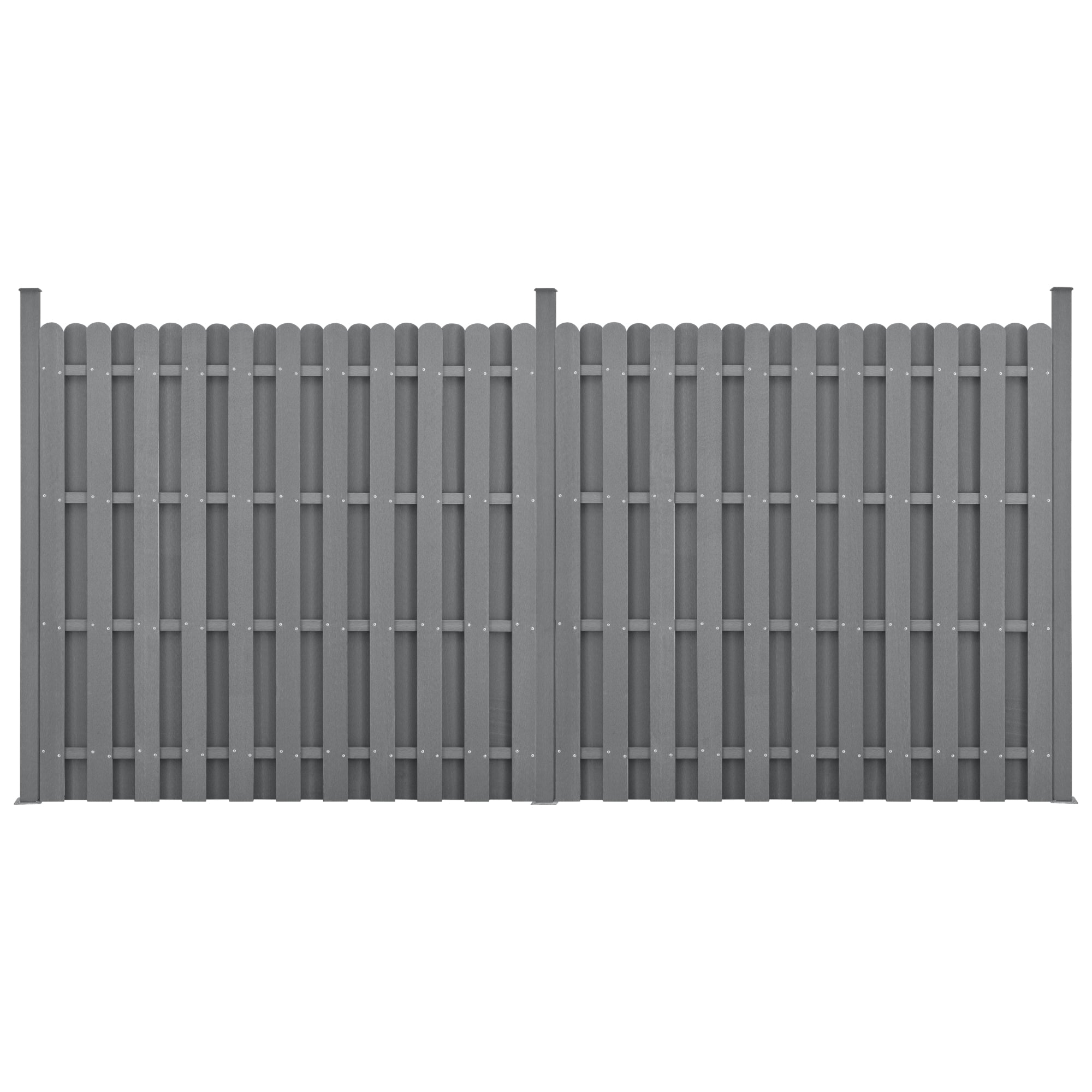 kit 2 recinzioni barriera privacy in legno composito (WPC) grigio 185 x 376 cm 03_0006604
