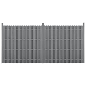 kit 2 recinzioni barriera privacy in legno composito (WPC) grigio 185 x 376 cm 03_0006604