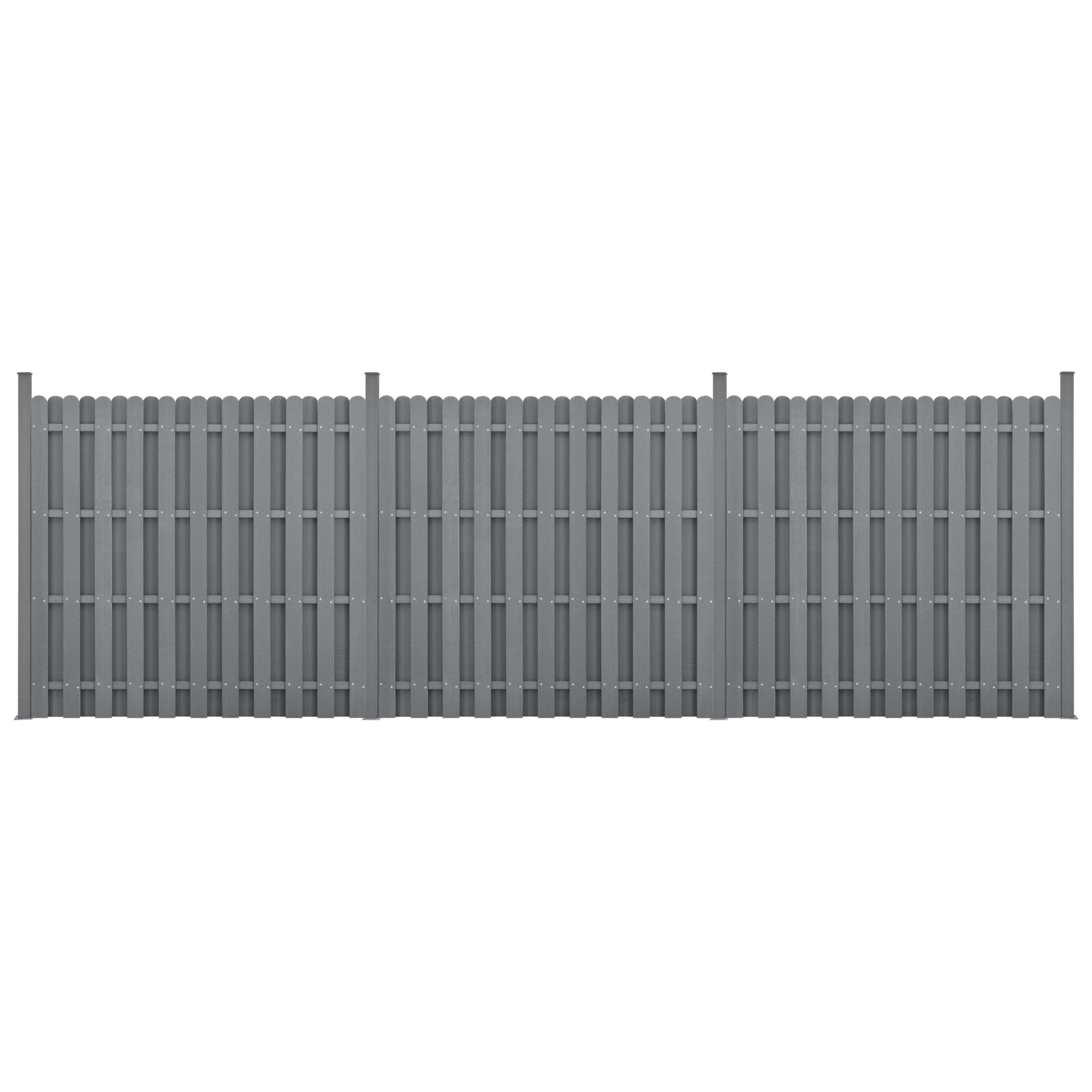 Kit 3 recinzioni barriera privacy in legno composito (WPC), grigio 185 x 562 cm 03_0006606