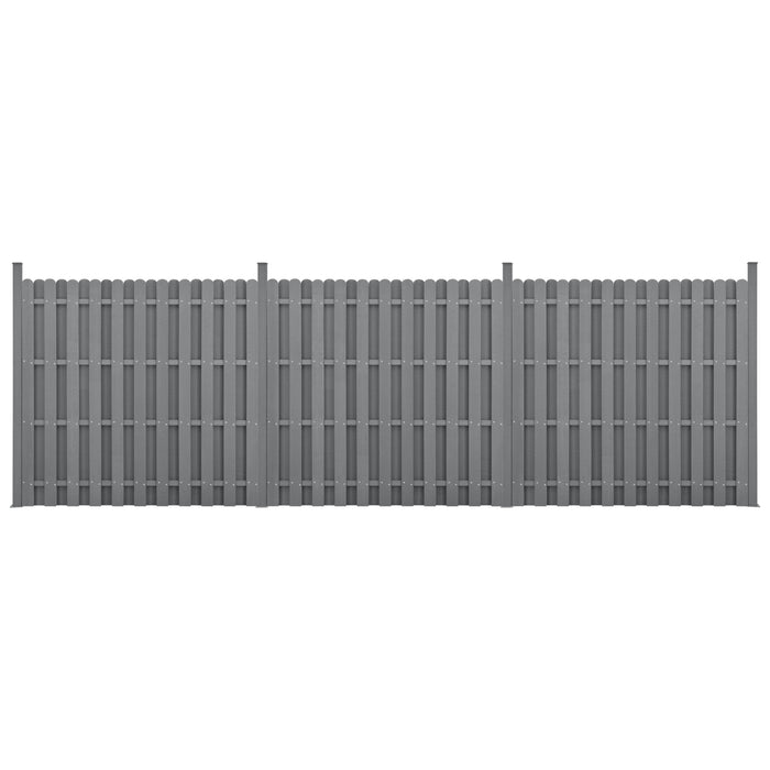 Kit 3 recinzioni barriera privacy in legno composito (WPC), grigio 185 x 562 cm 03_0006606