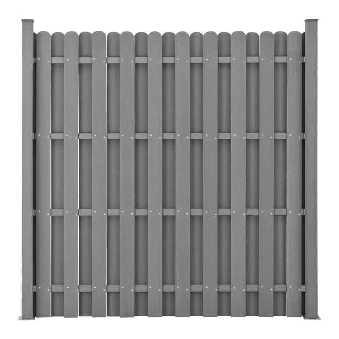 kit 2 recinzioni barriera privacy in legno composito (WPC) grigio 185 x 376 cm 03_0006604