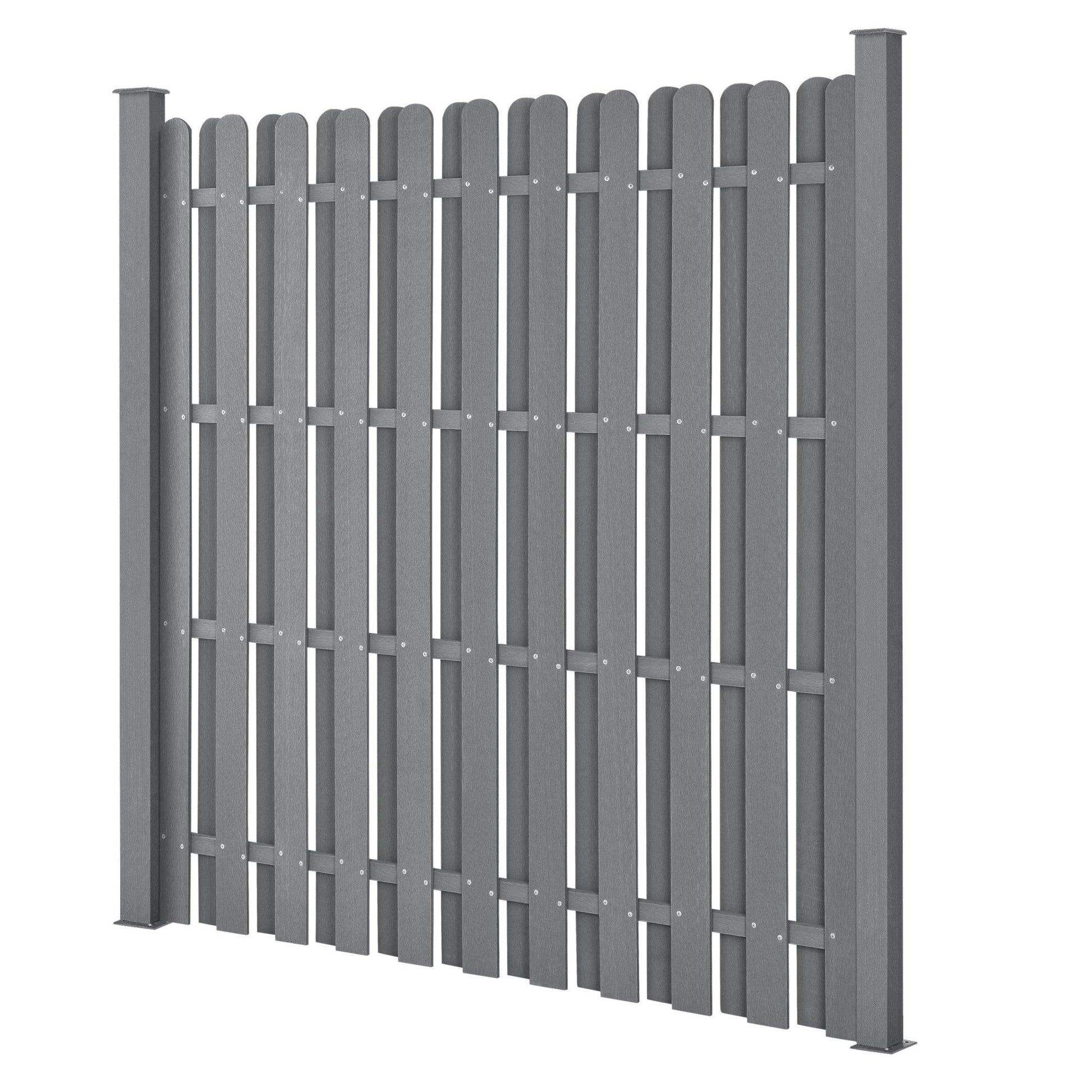 Recinzione da giardino frangivento in legno composito (WPC) 185 x 193 cm grigia 03_0001474