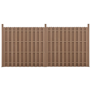 kit 2 recinzioni barriera privacy in legno composito (WPC) marrone 185 x 376 cm 03_0006603