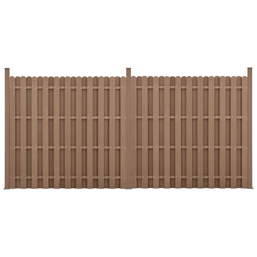 kit 2 recinzioni barriera privacy in legno composito (WPC) marrone 185 x 376 cm 03_0006603