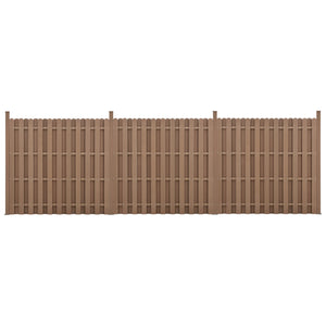 kit 3 recinzioni barriera privacy in legno composito (WPC) marrone 185 x 562 cm 03_0006605