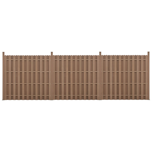 kit 3 recinzioni barriera privacy in legno composito (WPC) marrone 185 x 562 cm 03_0006605