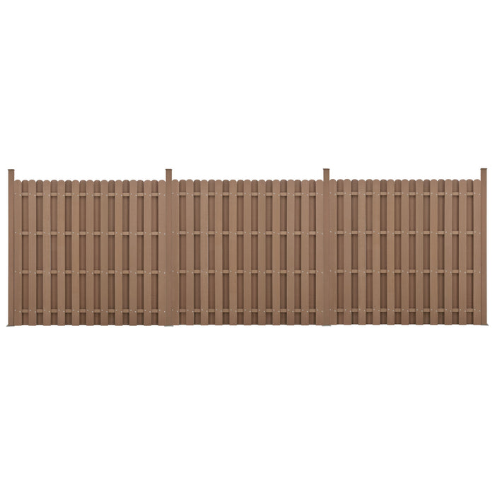 kit 3 recinzioni barriera privacy in legno composito (WPC) marrone 185 x 562 cm 03_0006605