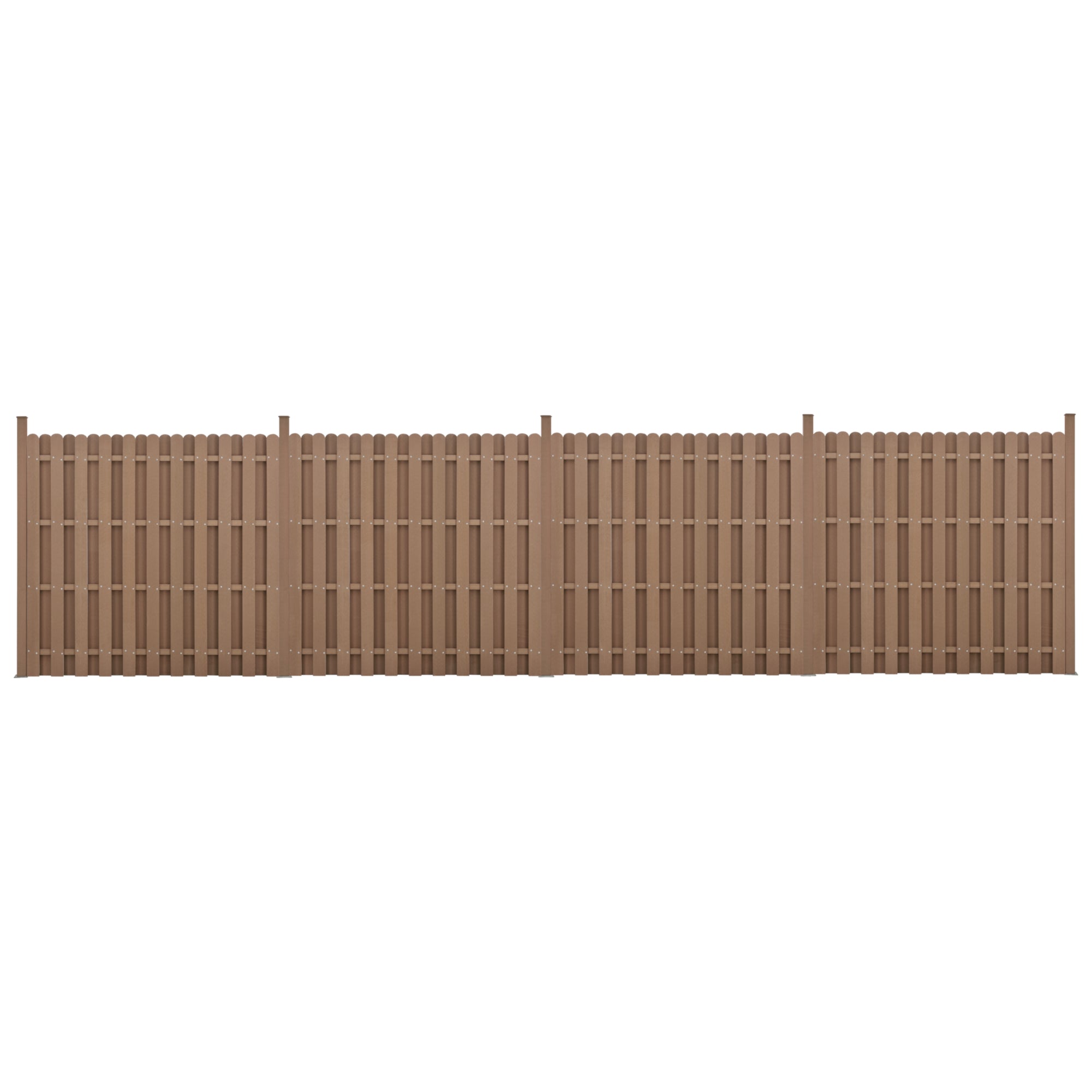 kit 4 recinzioni barriera privacy in legno composito (WPC) marrone 185 x 747 cm 03_0006588