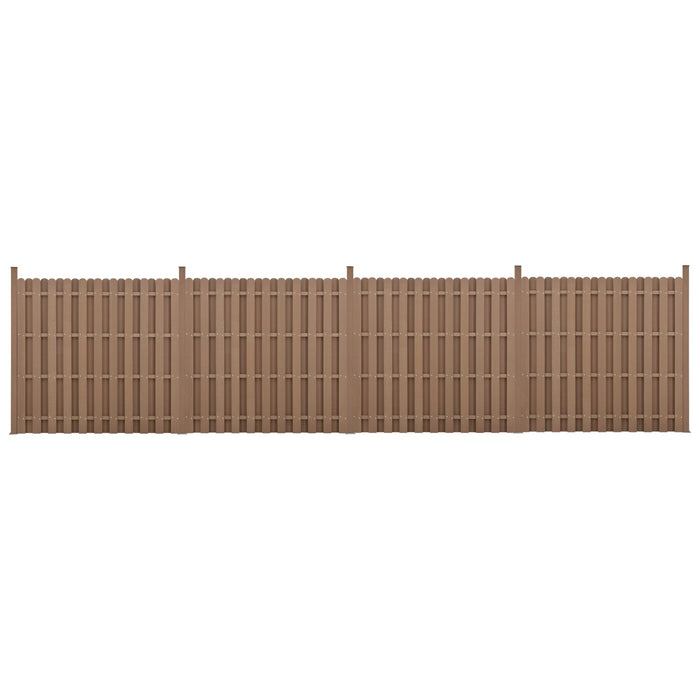 kit 4 recinzioni barriera privacy in legno composito (WPC) marrone 185 x 747 cm 03_0006588