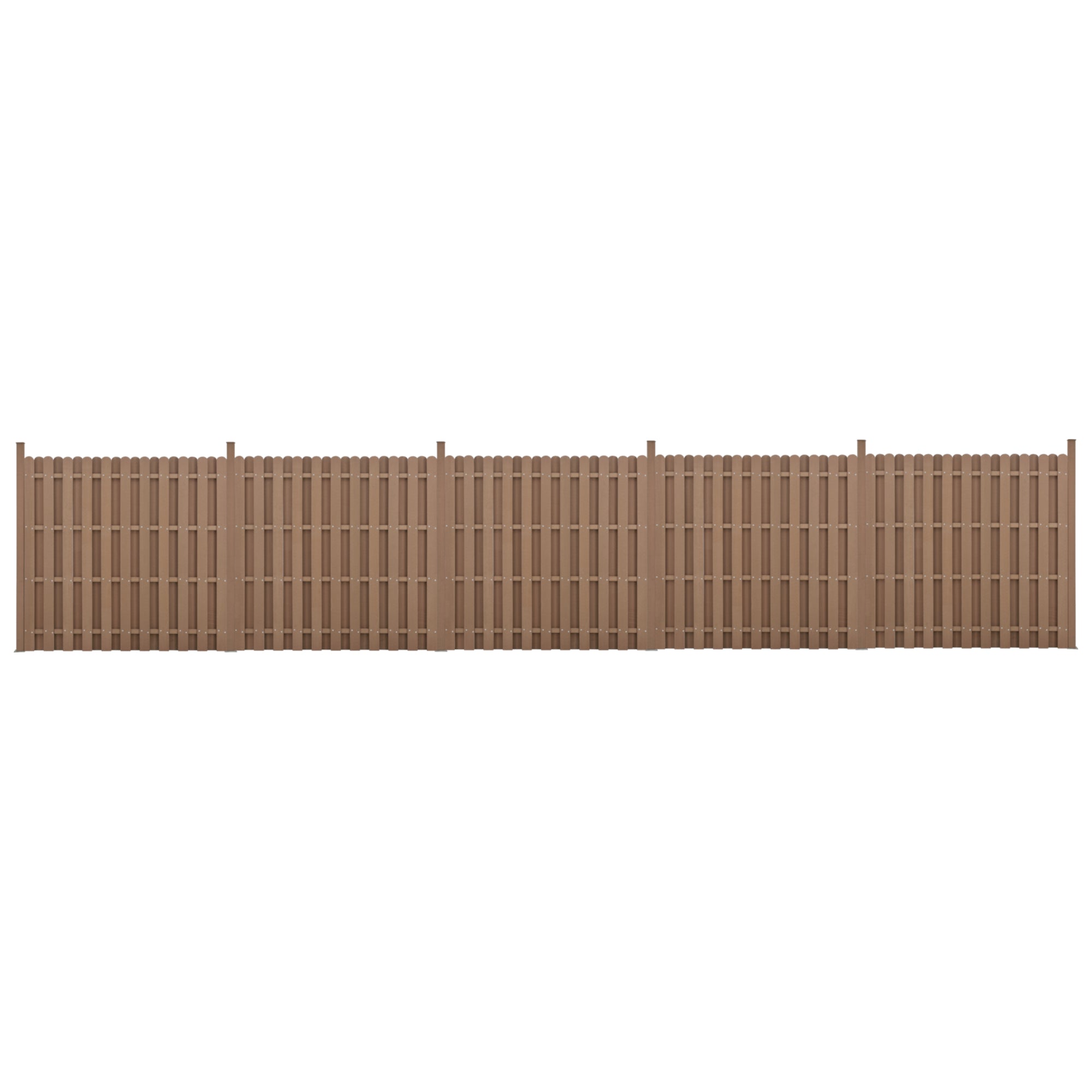 kit 5 recinzioni barriera privacy in legno composito (WPC) marrone 185 x 932 cm 03_0006590