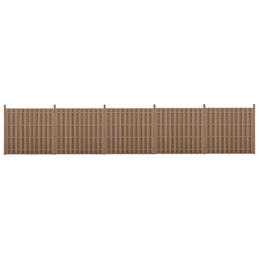 kit 5 recinzioni barriera privacy in legno composito (WPC) marrone 185 x 932 cm 03_0006590