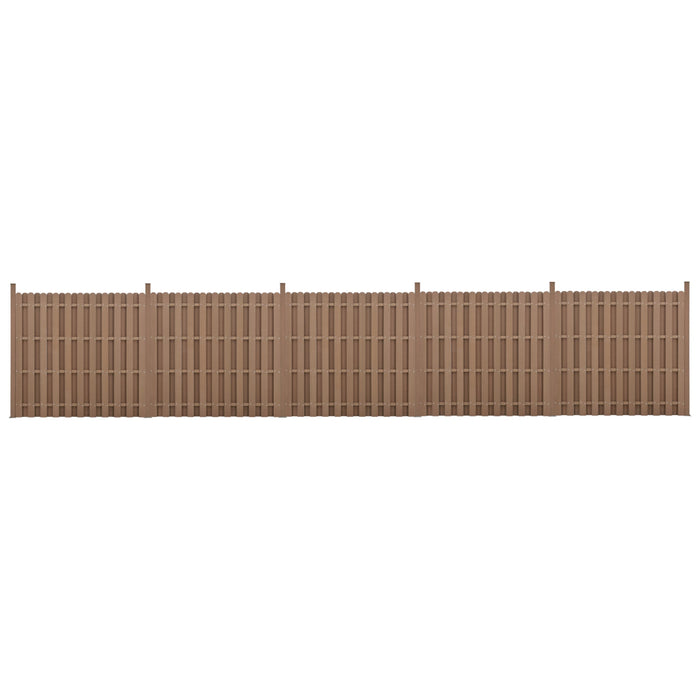 kit 5 recinzioni barriera privacy in legno composito (WPC) marrone 185 x 932 cm 03_0006590
