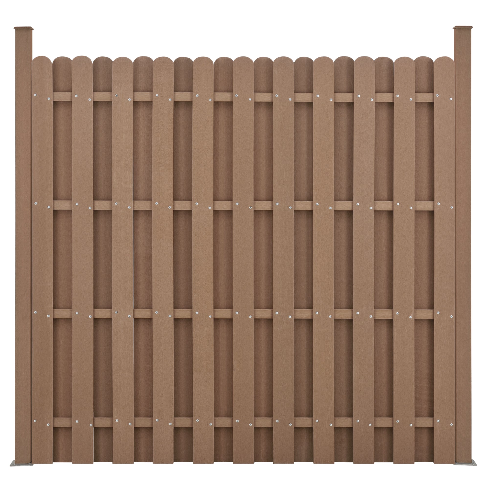 kit 3 recinzioni barriera privacy in legno composito (WPC) marrone 185 x 562 cm 03_0006605