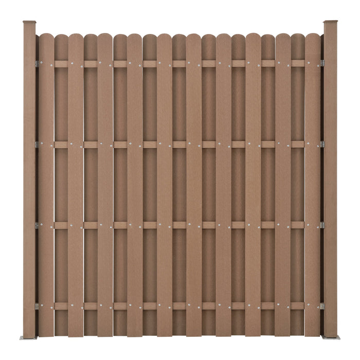kit 4 recinzioni barriera privacy in legno composito (WPC) marrone 185 x 747 cm 03_0006588