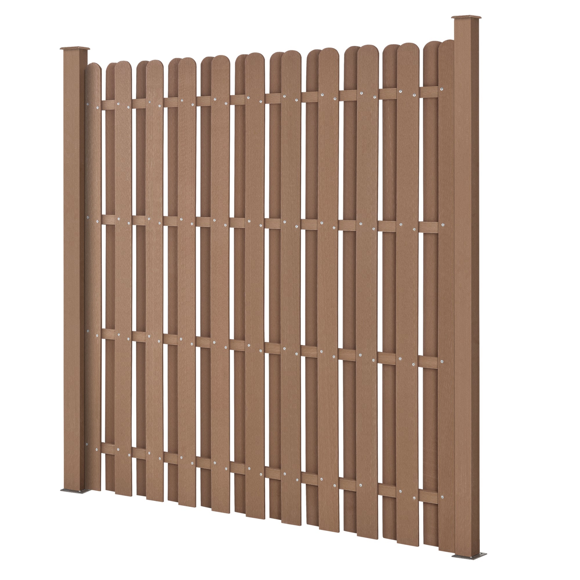 kit 5 recinzioni barriera privacy in legno composito (WPC) marrone 185 x 932 cm 03_0006590