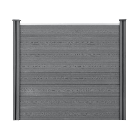 Recinzione per privacy da giardino con 2 montanti, tavole in legno composito WPC, 165 x 162 cm, grigio 03_0006580