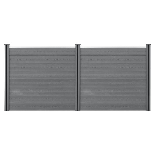 Recinzione da giardino con protezione privacy con 4 pali in assi di legno composito WPC 165 x 314 cm grigio 03_0006581