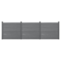 Set di 24 recinzioni da giardino frangivista con 4 montanti, tavole in legno composito wpc 165x466 cm grigio 03_0005791