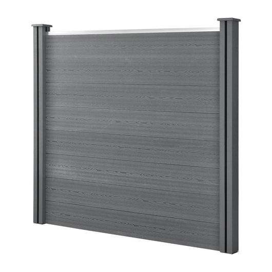 Recinzione da giardino con protezione privacy con 6 pali in assi di legno composito WPC 165 x 618 cm grigio 03_0006582