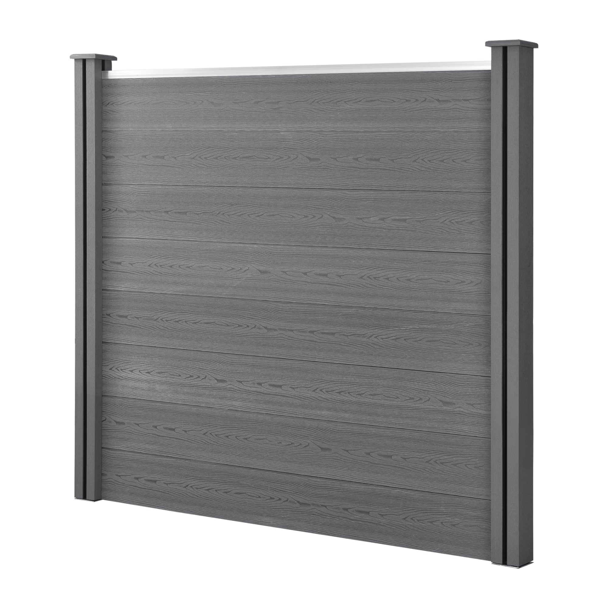 Recinzione da giardino con protezione privacy con 6 pali in assi di legno composito WPC 165 x 770 cm grigio 03_0006583