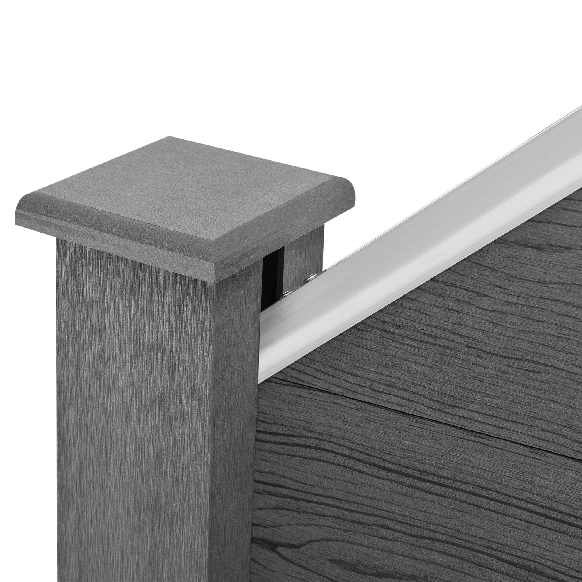 Recinzione da giardino frangivento in legno composito (WPC) grigia 180 x 96 cm 03_0001475