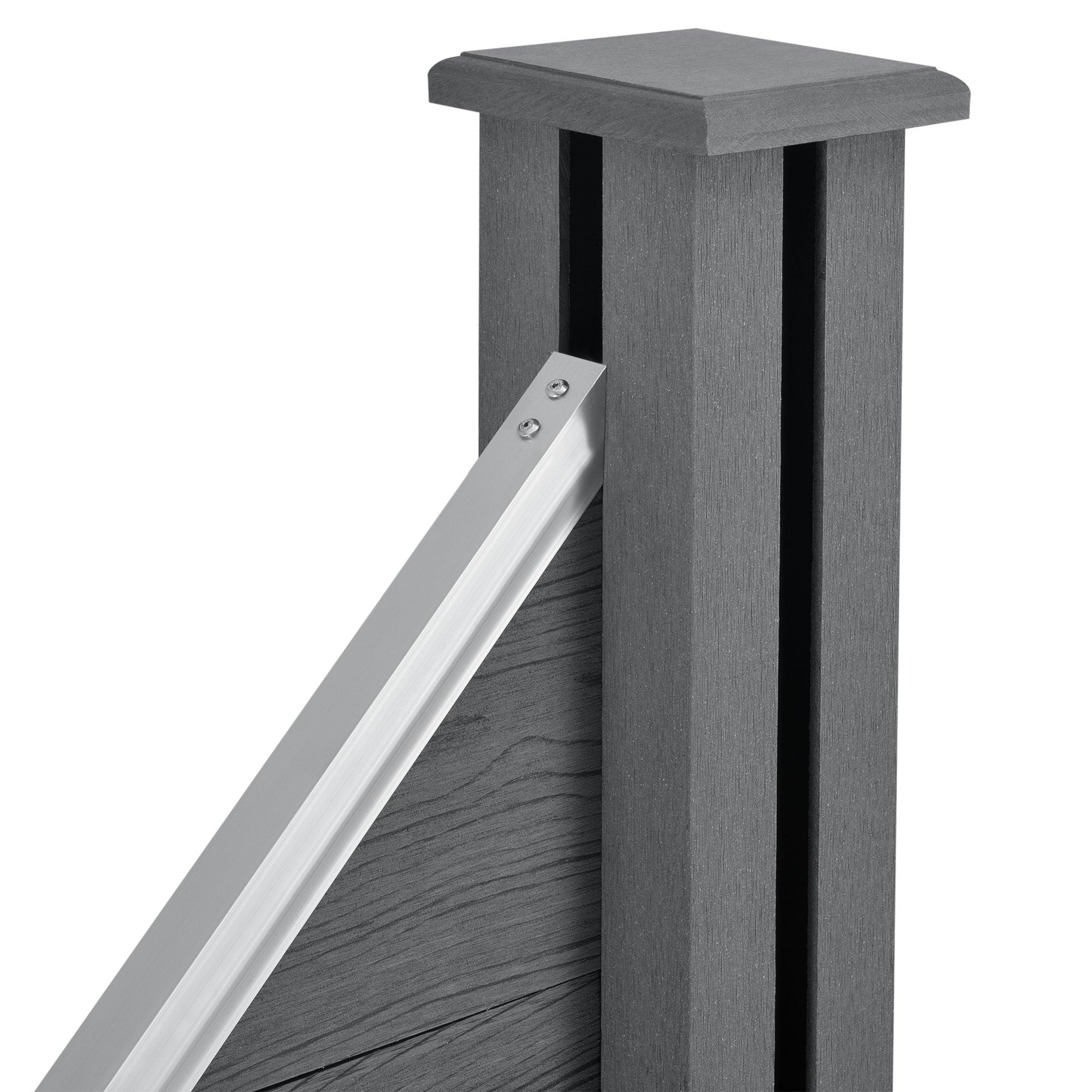 Recinzione da giardino frangivento in legno composito (WPC) grigia 180 x 96 cm 03_0001475