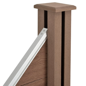 Recinzione in WPC per Giardino Elemento Terminale Inclinato Alto 180 cm Lungo 96 cm Marrone NEU.HOLZ