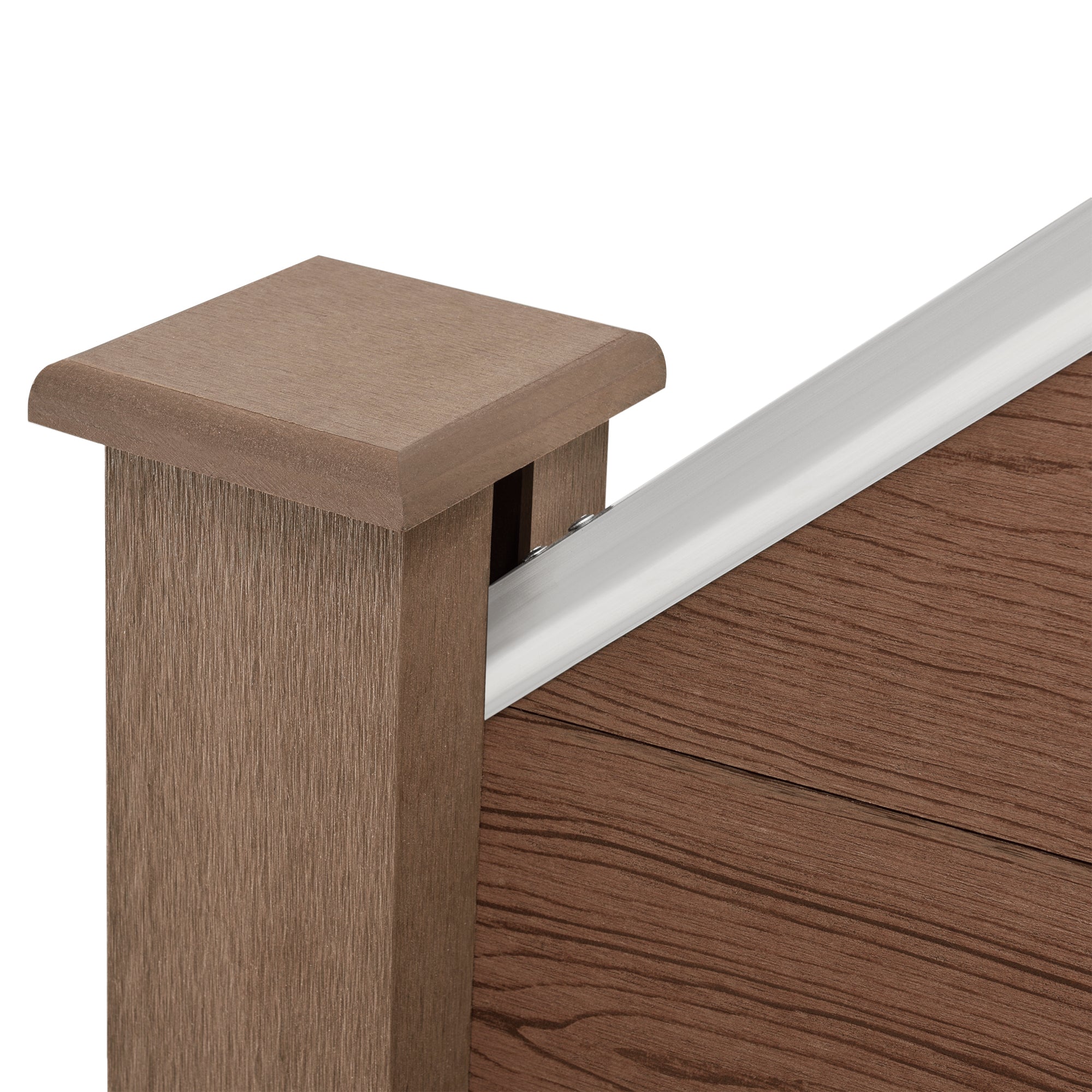 Recinzione in WPC per Giardino Elemento Terminale Inclinato Alto 180 cm Lungo 96 cm Marrone NEU.HOLZ