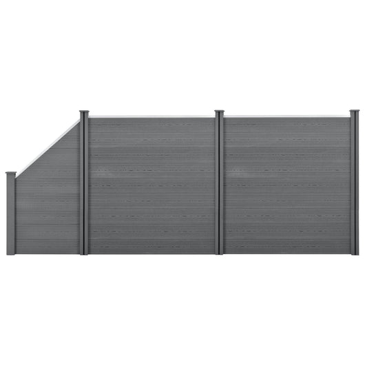 Recinzione frangivista quadratica e obliqua in legno composito (WPC) 183 x 451 cm grigia 03_0001459